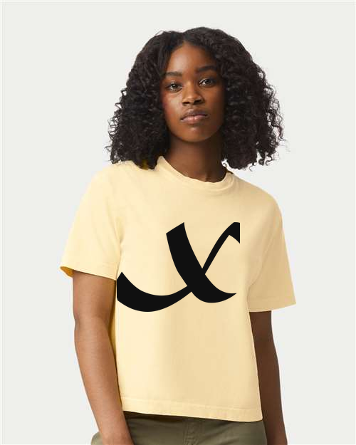 Alphabet X T-Shirt 9 inch calligraphy Black ink, Butter