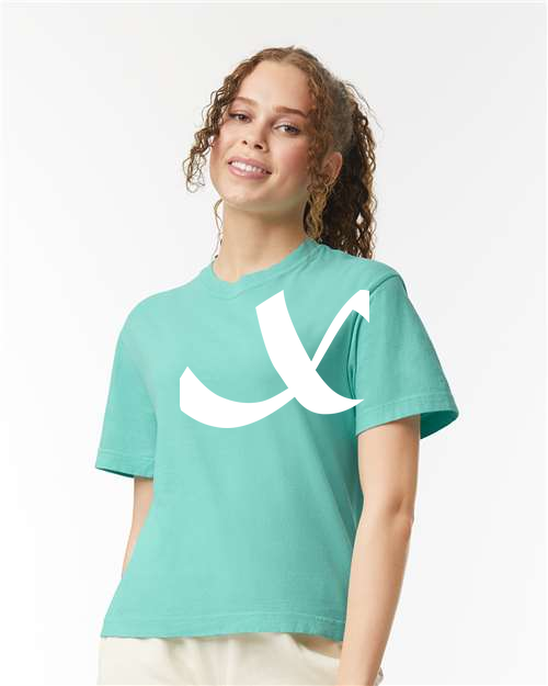 Alphabet X T-Shirt 9 inch calligraphy White ink, Chalky Mint