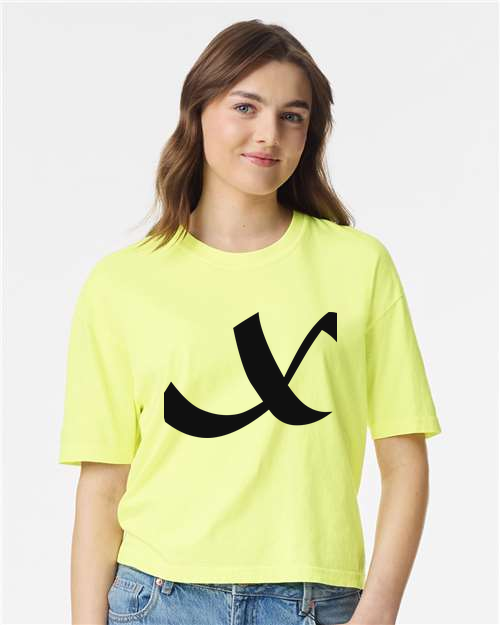 Alphabet X T-Shirt 9 inch calligraphy Black ink, Neon Lemon