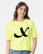 Alphabet X T-Shirt 9 inch calligraphy Black ink, Neon Lemon