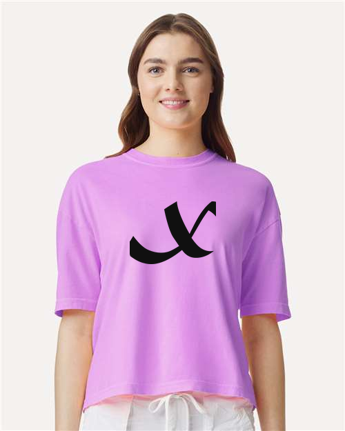 Alphabet X T-Shirt 9 inch calligraphy Black ink, Neon Violet