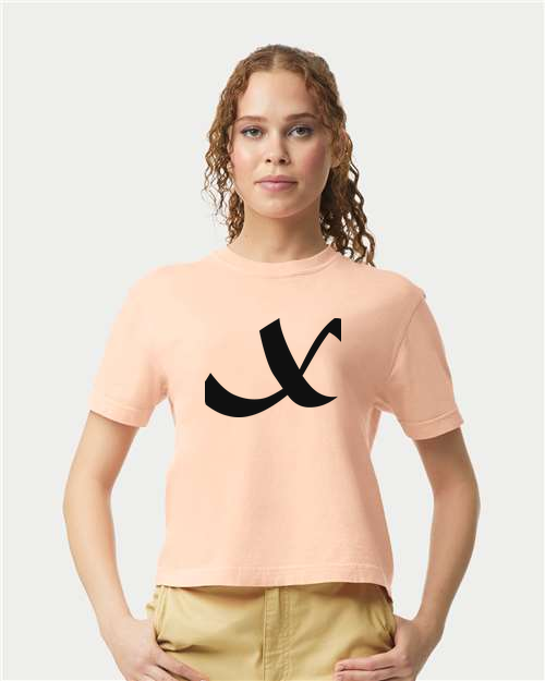 Alphabet X T-Shirt 9 inch calligraphy Black ink, Peachy