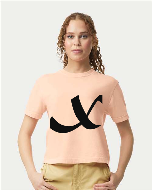 Alphabet X T-Shirt 9 inch calligraphy Black ink, Peachy