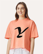 Alphabet Y T-Shirt 9 inch calligraphy Black ink, Neon Cantaloupe