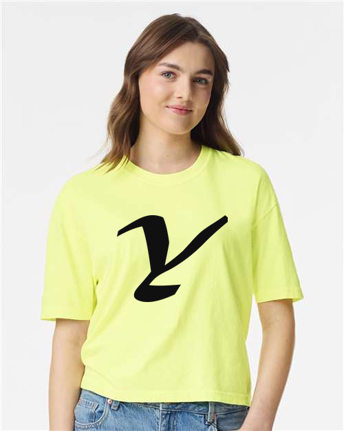 Alphabet Y T-Shirt 9 inch calligraphy Black ink, Neon Lemon