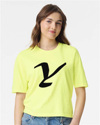 Alphabet Y T-Shirt 9 inch calligraphy Black ink, Neon Lemon
