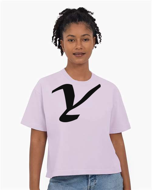 Alphabet Y T-Shirt 9 inch calligraphy Black ink, Orchid