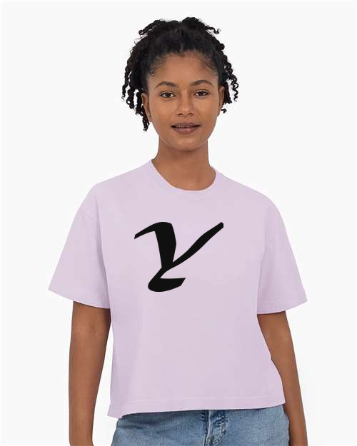 Alphabet Y T-Shirt 9 inch calligraphy Black ink, Orchid