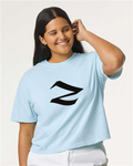 Alphabet Z T-Shirt 9 inch calligraphy Black ink, Chambray