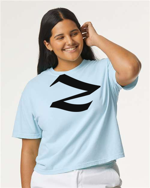 Alphabet Z T-Shirt 9 inch calligraphy Black ink, Chambray