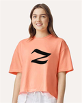Alphabet Z T-Shirt 9 inch calligraphy Black ink, Neon Cantaloupe