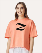 Alphabet Z T-Shirt 9 inch calligraphy Black ink, Neon Cantaloupe