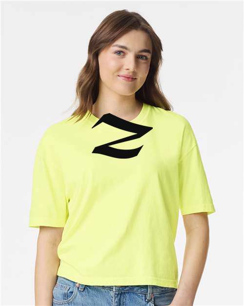 Alphabet Z T-Shirt 9 inch calligraphy Black ink, Neon Lemon