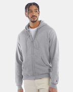 Champion S800, Unisex Powerblend Full-zip Hooded Sweatshirt, Light Steel
