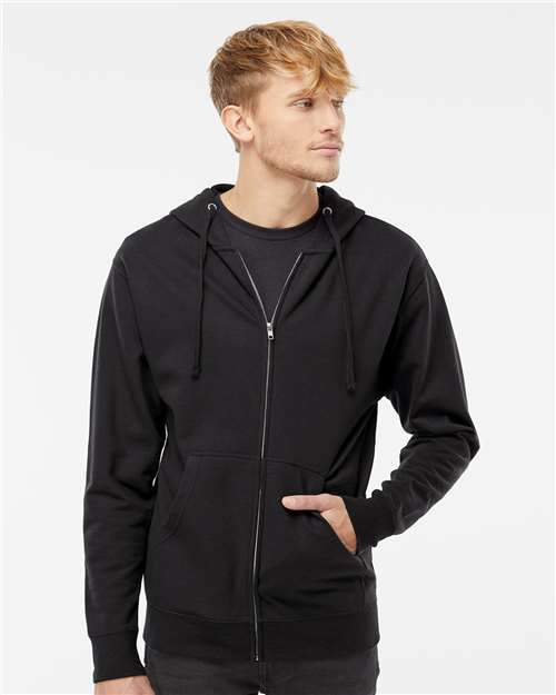 Independent Trading Co. SS4500Z, Unisex Midweight Full-zip Hooded Sweatshirt, Black