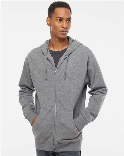 Independent Trading Co. SS4500Z, Unisex Midweight Full-zip Hooded Sweatshirt, Gunmetal Heather