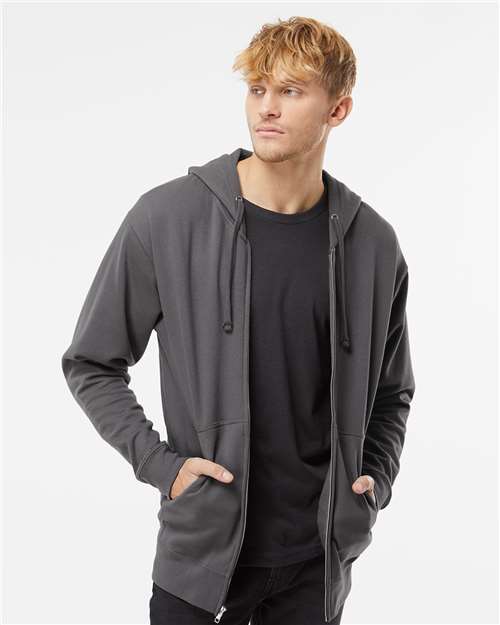 Independent Trading Co. SS4500Z, Unisex Midweight Full-zip Hooded Sweatshirt, Charcoal