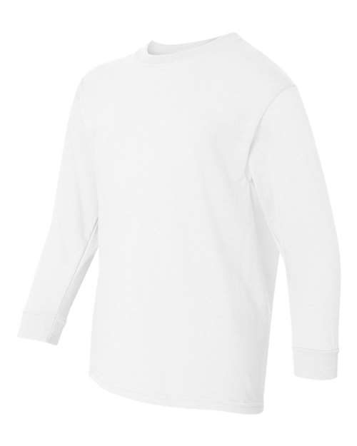 Gildan 1943, 5400b Youth Heavy Cotton Long Sleeve T-shirt, White