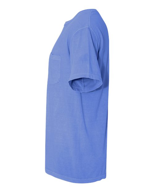 Comfort Colors 6030, Unisex Garment-dyed Heavyweight Pocket T-shirt, Flo Blue