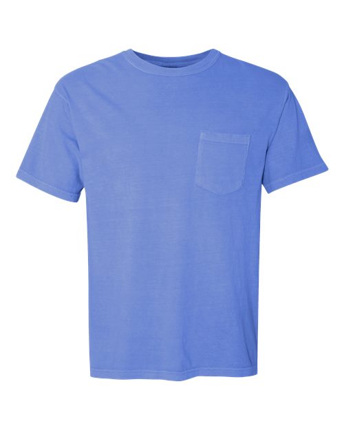 Comfort Colors 6030, Unisex Garment-dyed Heavyweight Pocket T-shirt, Flo Blue