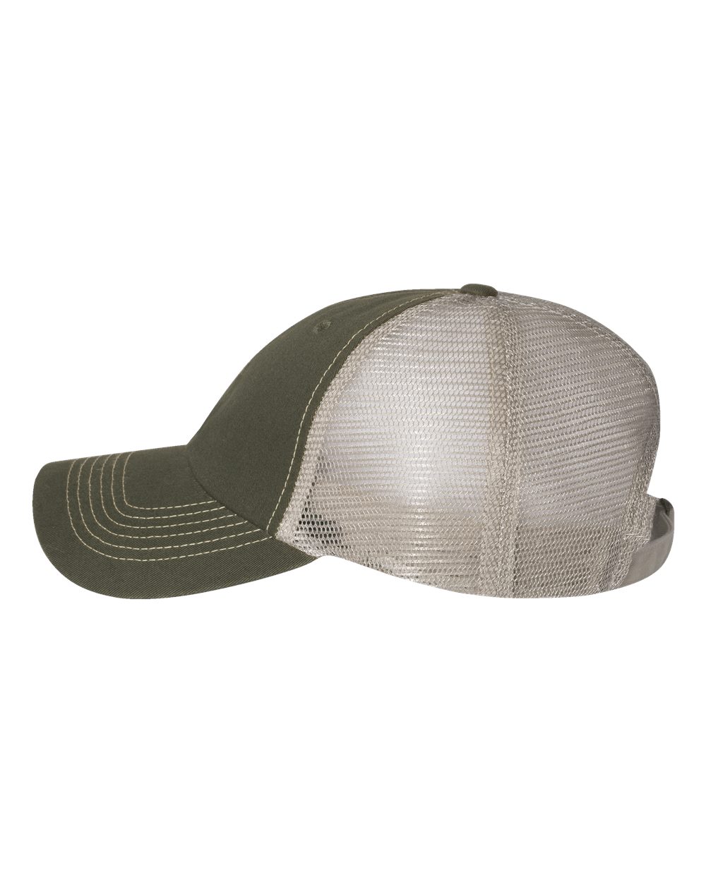 Valucap 2002, Contrast-stitch Mesh-back Cap, Olive/ Khaki
