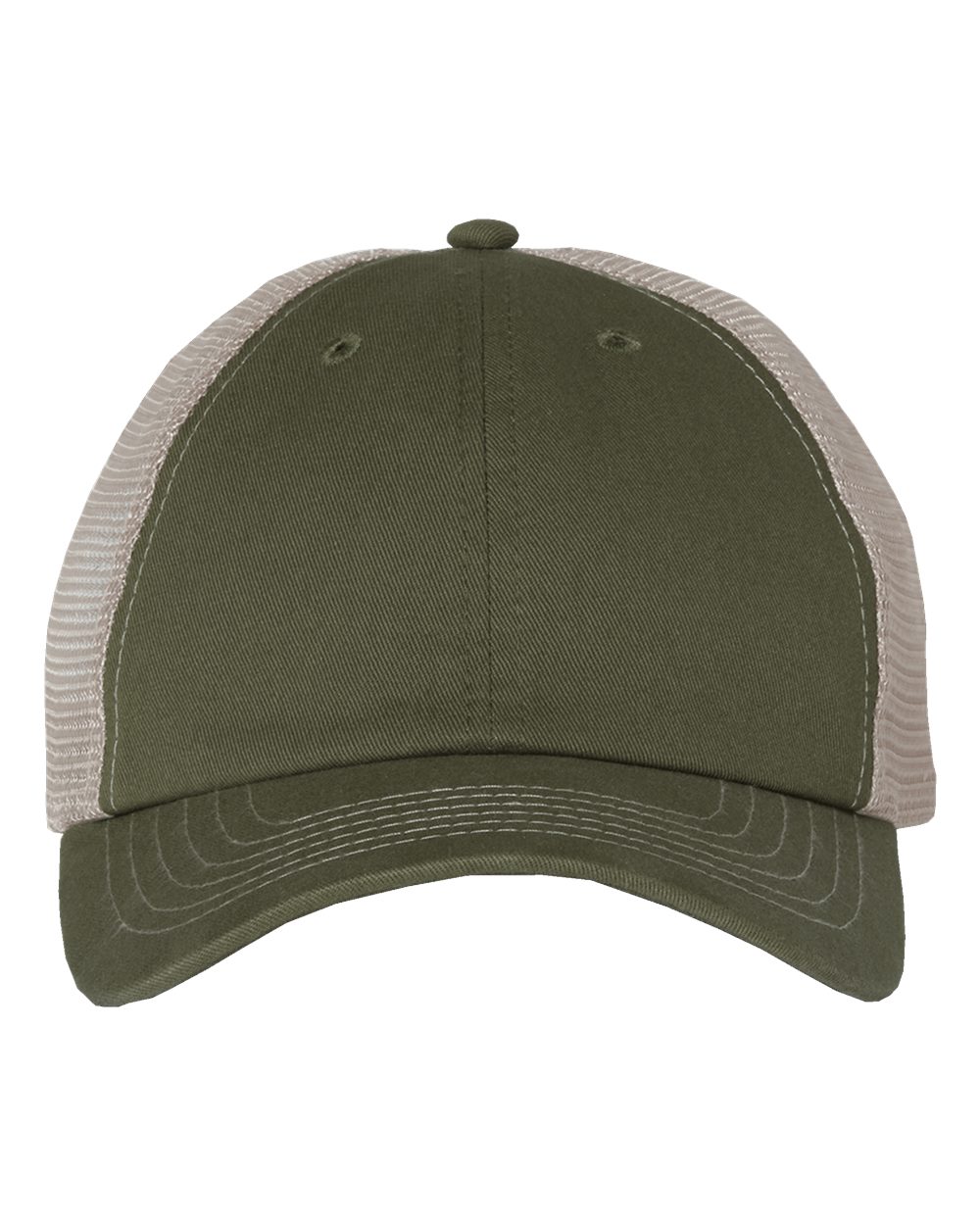 Valucap 2002, Contrast-stitch Mesh-back Cap, Olive/ Khaki