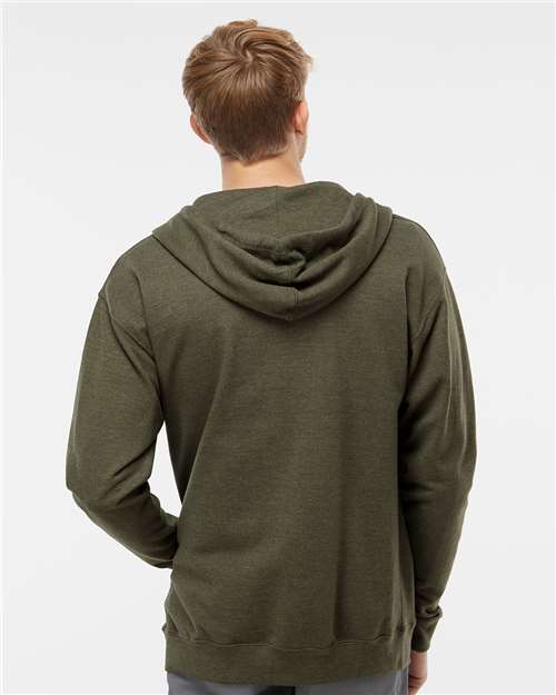 Independent Trading Co. SS4500Z, Unisex Midweight Full-zip Hooded Sweatshirt, Army Heather
