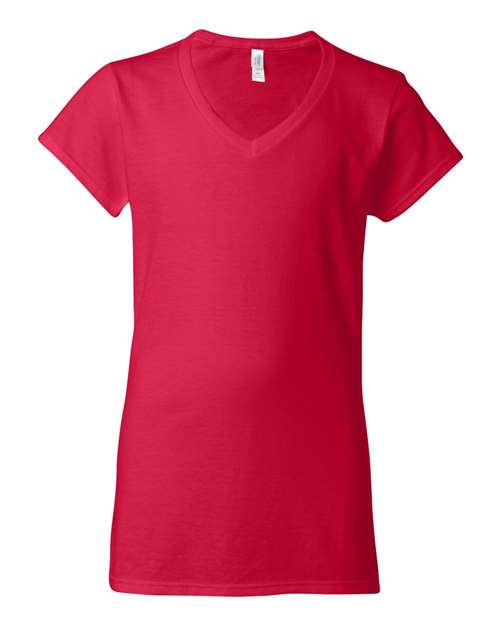 Gildan 64V00L, Women's Softstyle V-neck T-shirt, Cherry Red