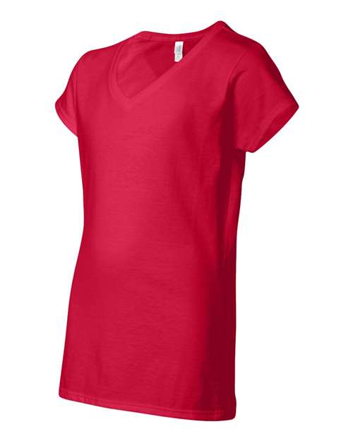 Gildan 2117, 64v00l Women's Softstyle V-neck T-shirt, Cherry Red