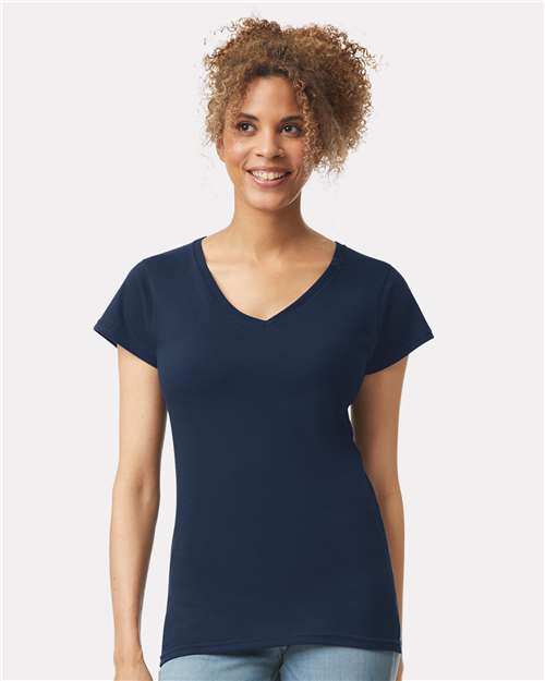 Gildan 64V00L, Women's Softstyle V-neck T-shirt, Navy