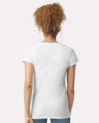 Gildan 2117, 64v00l Women's Softstyle V-neck T-shirt, White