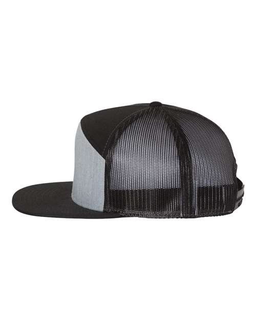 Richardson 168, Seven-panel Trucker Cap, Heather Grey/ Black