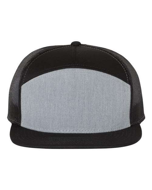 Richardson 168, Seven-panel Trucker Cap, Heather Grey/ Black