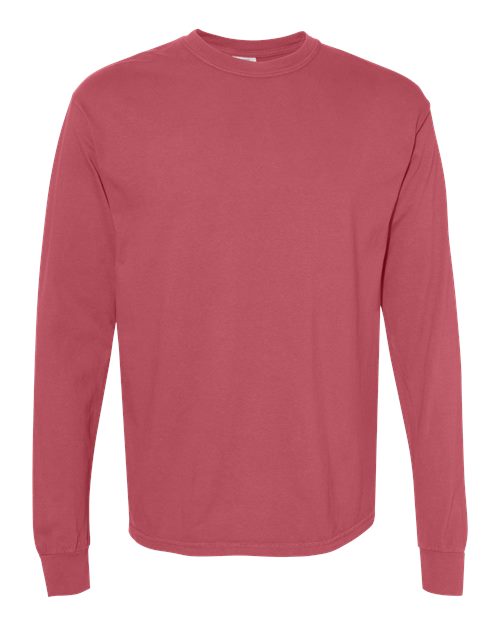 Comfort Colors 6014, Unisex Garment-dyed Heavyweight Long Sleeve T-shirt, Crimson