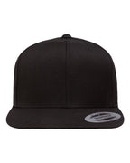 YP Classics 6089M, Premium Flat Bill Snapback Cap, Black