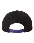 YP Classics 6089M, Premium Flat Bill Snapback Cap, Black/ Purple