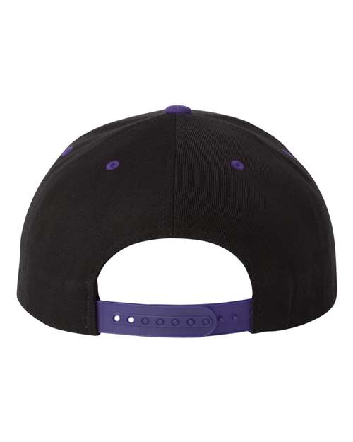 YP Classics 6089M, Premium Flat Bill Snapback Cap, Black/ Purple