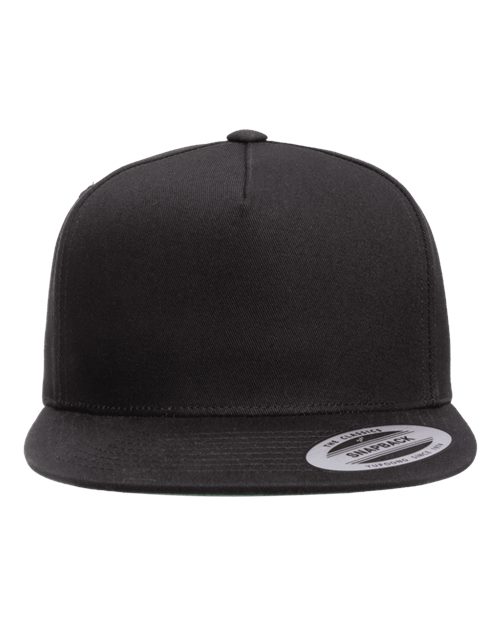 YP Classics 6007, Five-panel Cotton Twill Snapback Cap, Black