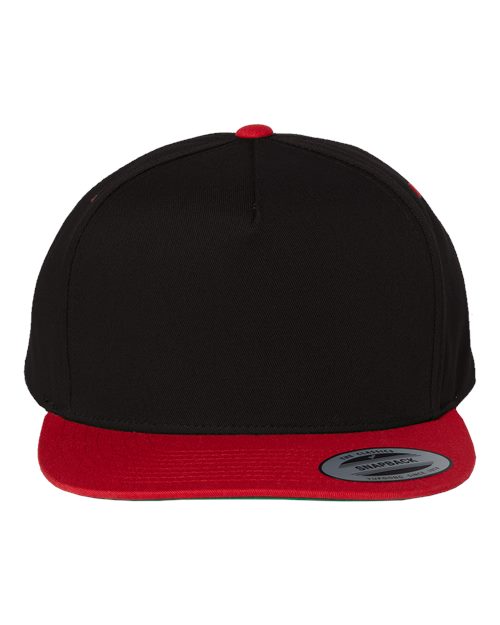 YP Classics 6007, Five-panel Cotton Twill Snapback Cap, Black/ Red