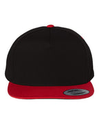 YP Classics 6007, Five-panel Cotton Twill Snapback Cap, Black/ Red