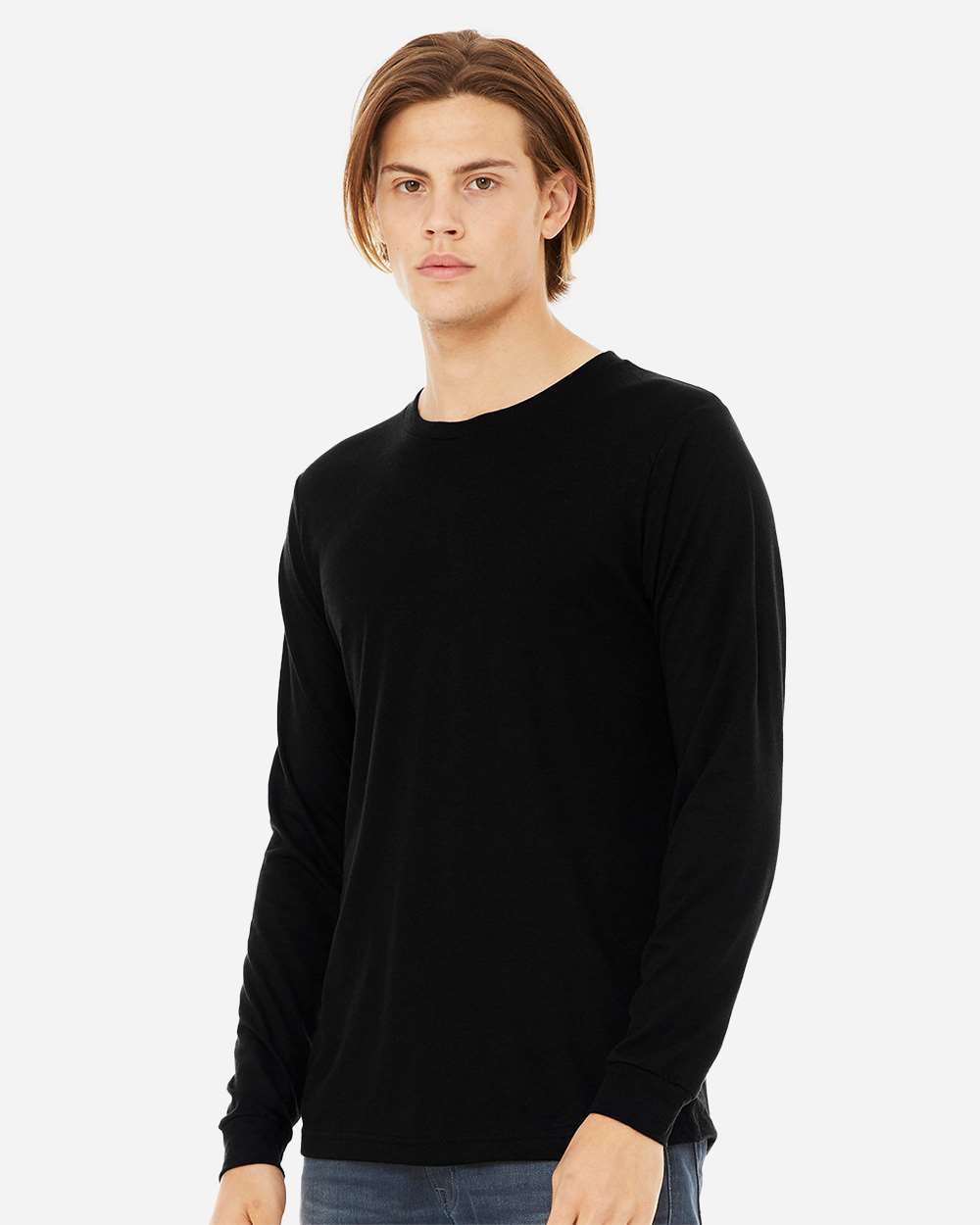 BELLA + CANVAS 3513, T-Shirts - Long Sleeve, Solid Black Triblend