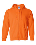 Gildan 415, 18600 Unisex Heavy Blend Full-zip Hooded Sweatshirt, Safety Orange