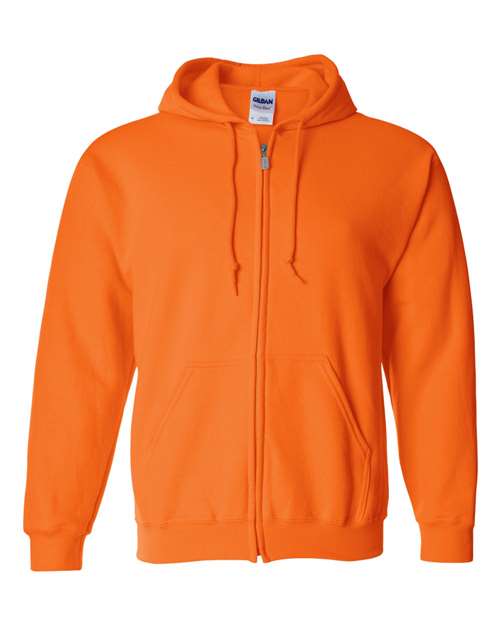 Gildan 415, 18600 Unisex Heavy Blend Full-zip Hooded Sweatshirt, Safety Orange