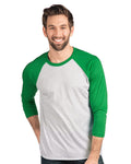 Next Level 6051, T-Shirts - Premium, Indigo Sleeves/ Heather White Body