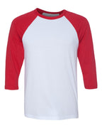 BELLA + CANVAS 3200, T-Shirts - Long Sleeve, White/ Red