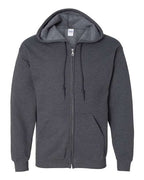 Gildan 415, 18600 Unisex Heavy Blend Full-zip Hooded Sweatshirt, Dark Heather