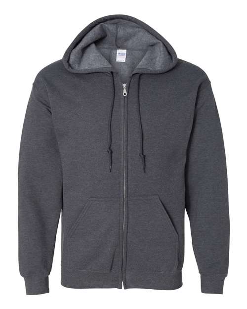 Gildan 415, 18600 Unisex Heavy Blend Full-zip Hooded Sweatshirt, Dark Heather