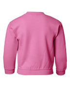 Gildan 571, 18000b Youth Heavy Blend Crewneck Sweatshirt, Safety Pink