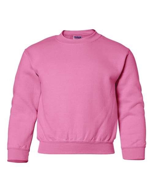 Gildan 571, 18000b Youth Heavy Blend Crewneck Sweatshirt, Safety Pink