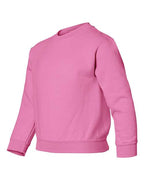 Gildan 18000B, Youth Heavy Blend Crewneck Sweatshirt, Safety Pink